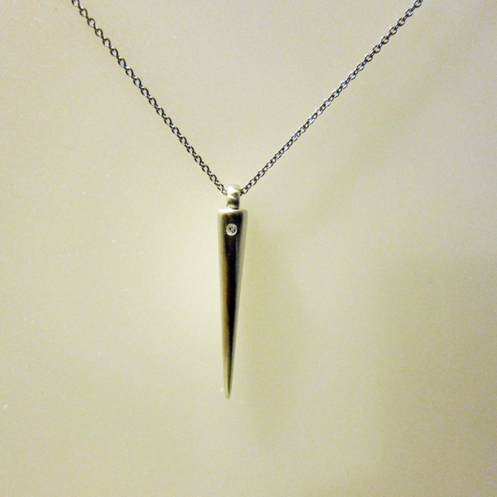 Sterling Silver Spike Necklace with Diamond